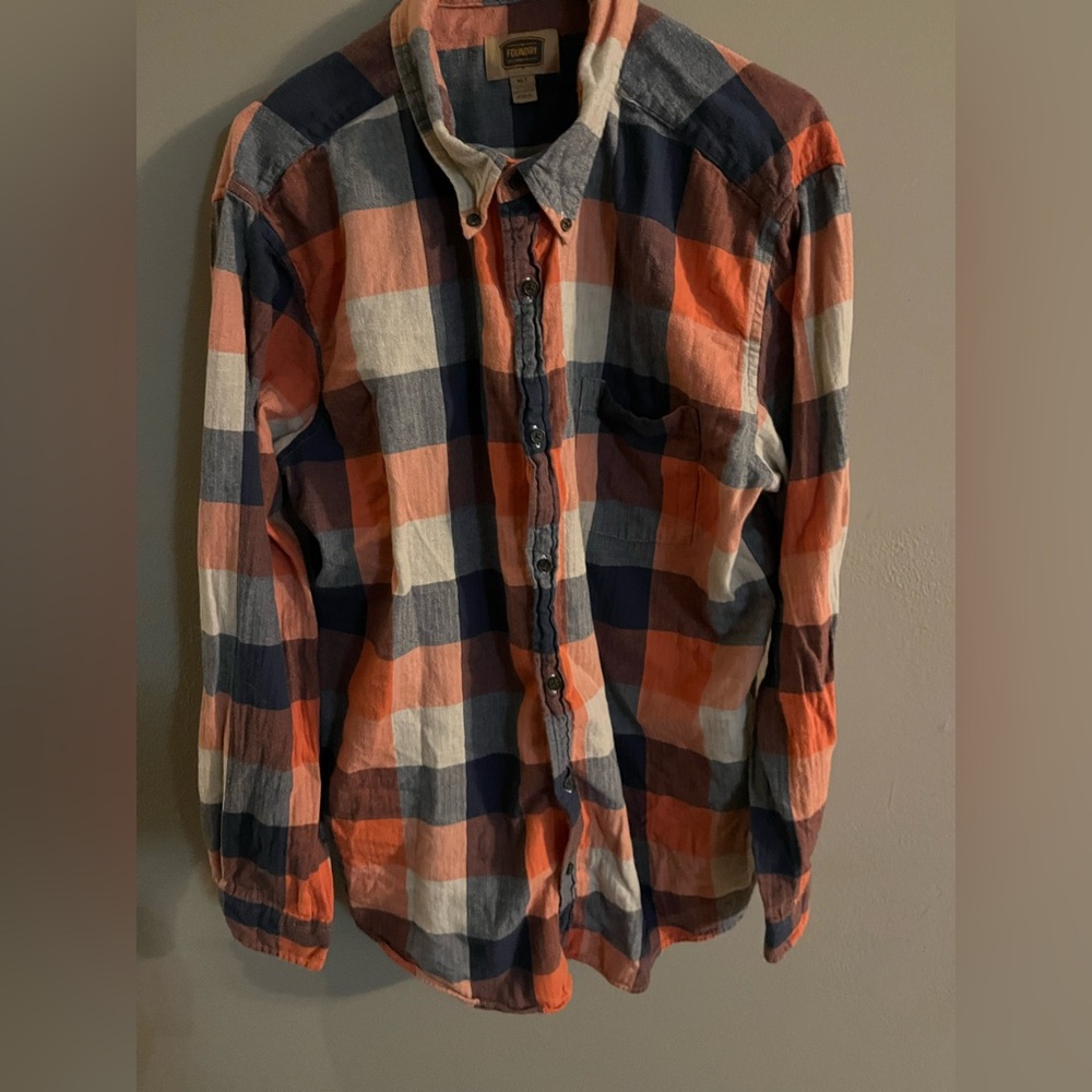 The Foundry Supply Co. Button-Down Shirt Mens XL Long Sleeve Multicolor Cotton.